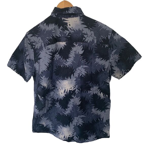 Vstr Shirt Mens Size Medium Blue Floral Linen Blend Button Up Short Sleeve - Picture 5 of 6